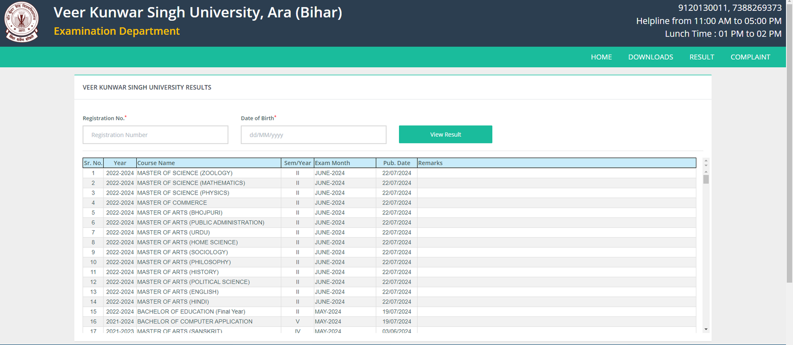 VKSU Part 2 Result 2022-25