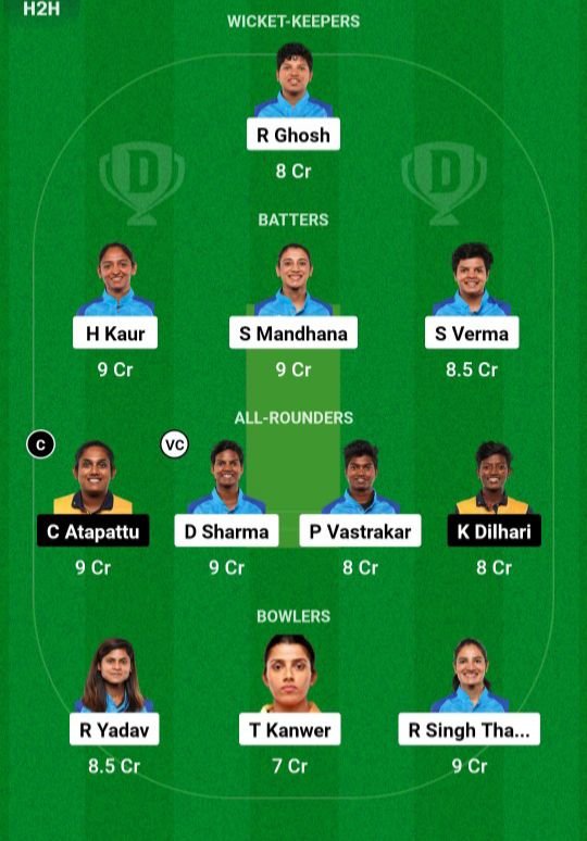 IND W VS SL W Dream11 Prediction Hindi