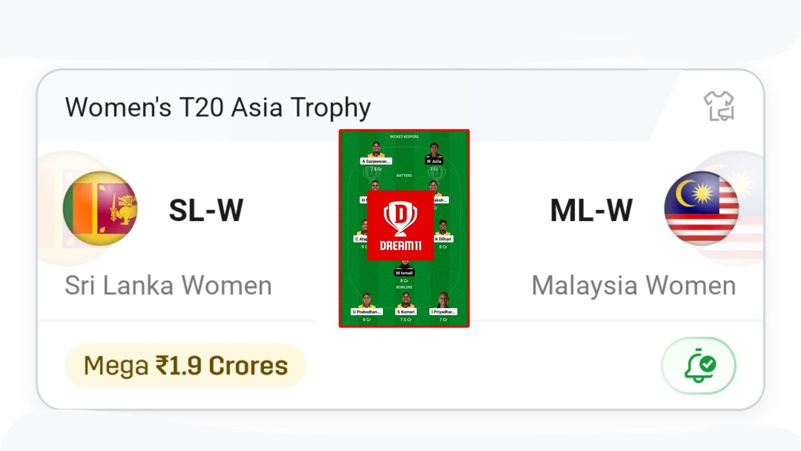 SL-W vs MAS-W Dream11 Prediction Hindi