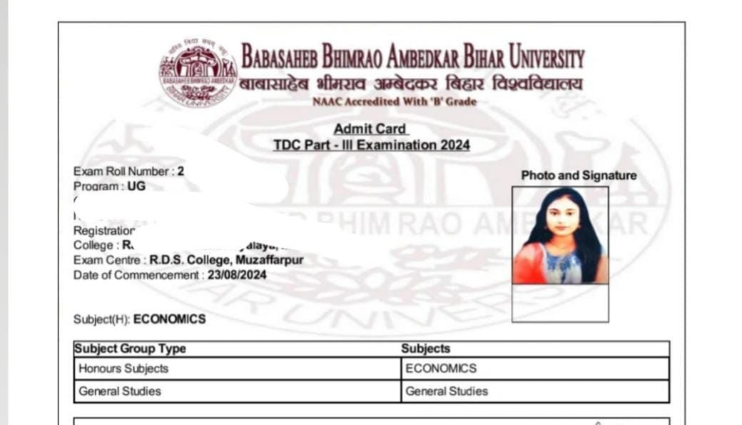 BRABU Part 3 Admit Card 2021-24