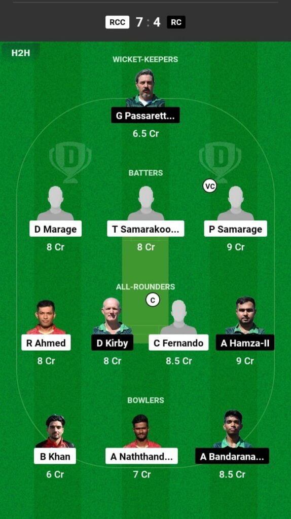 RCC vs RC Dream11 Prediction