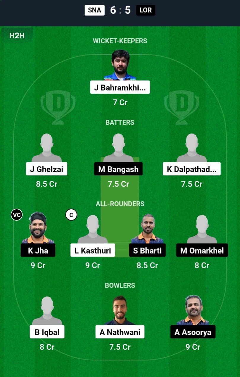 SNA VS LOR Dream11 Prediction Hindi