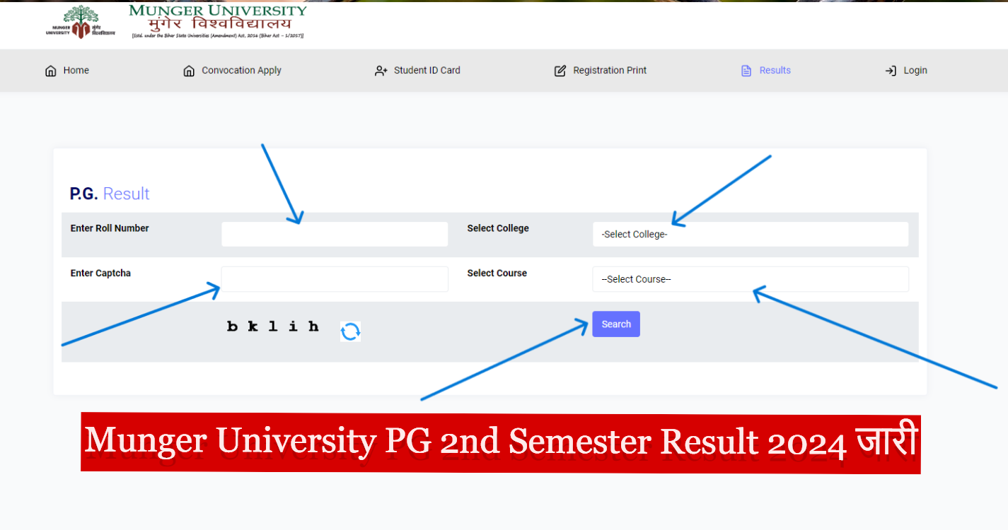 Munger University PG 2nd Semester Result 2024