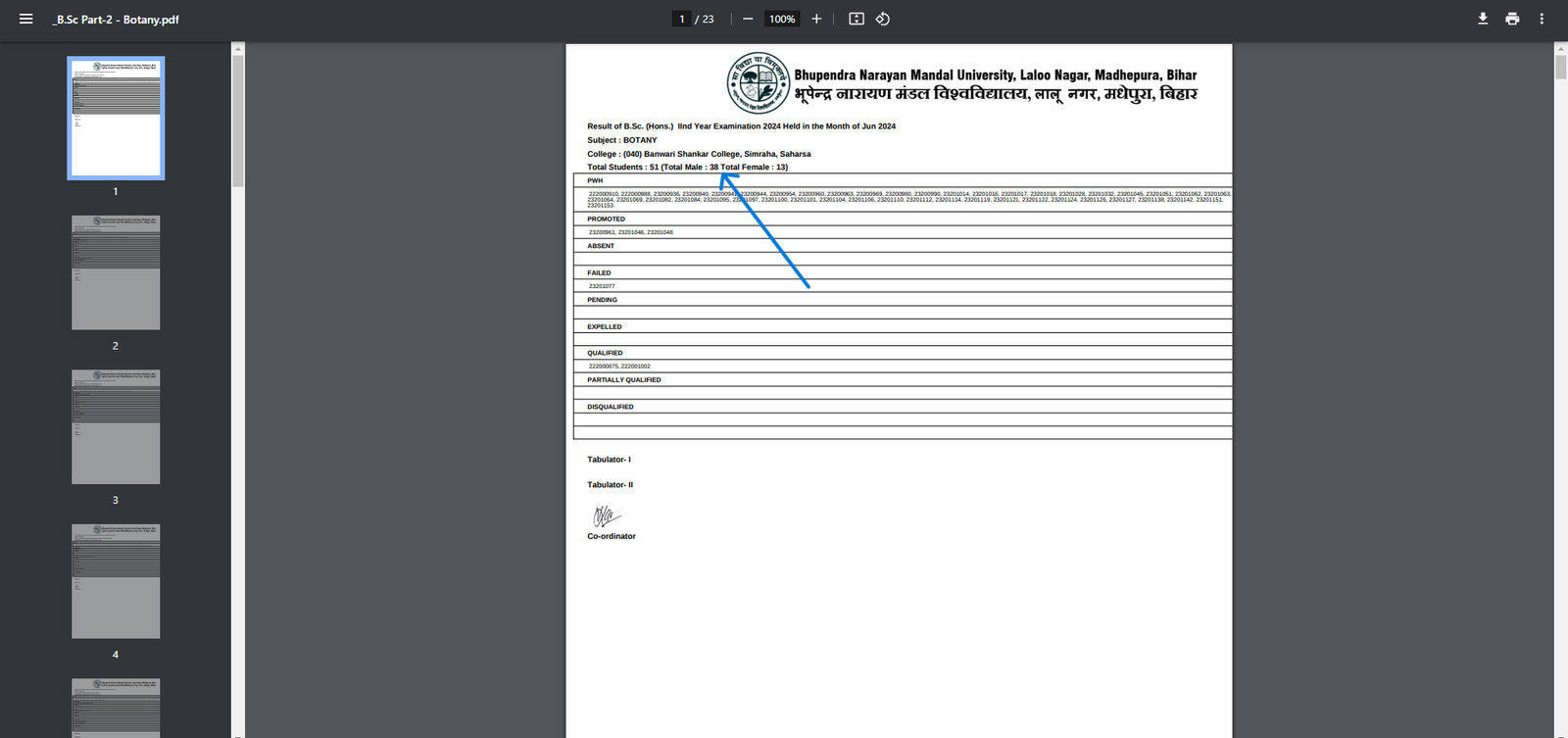 BNMU Part 2 Result 2022-25