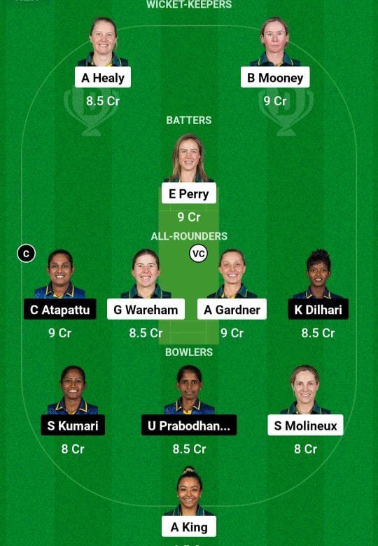 AUS W VS SL W Dream11 Prediction Hindi