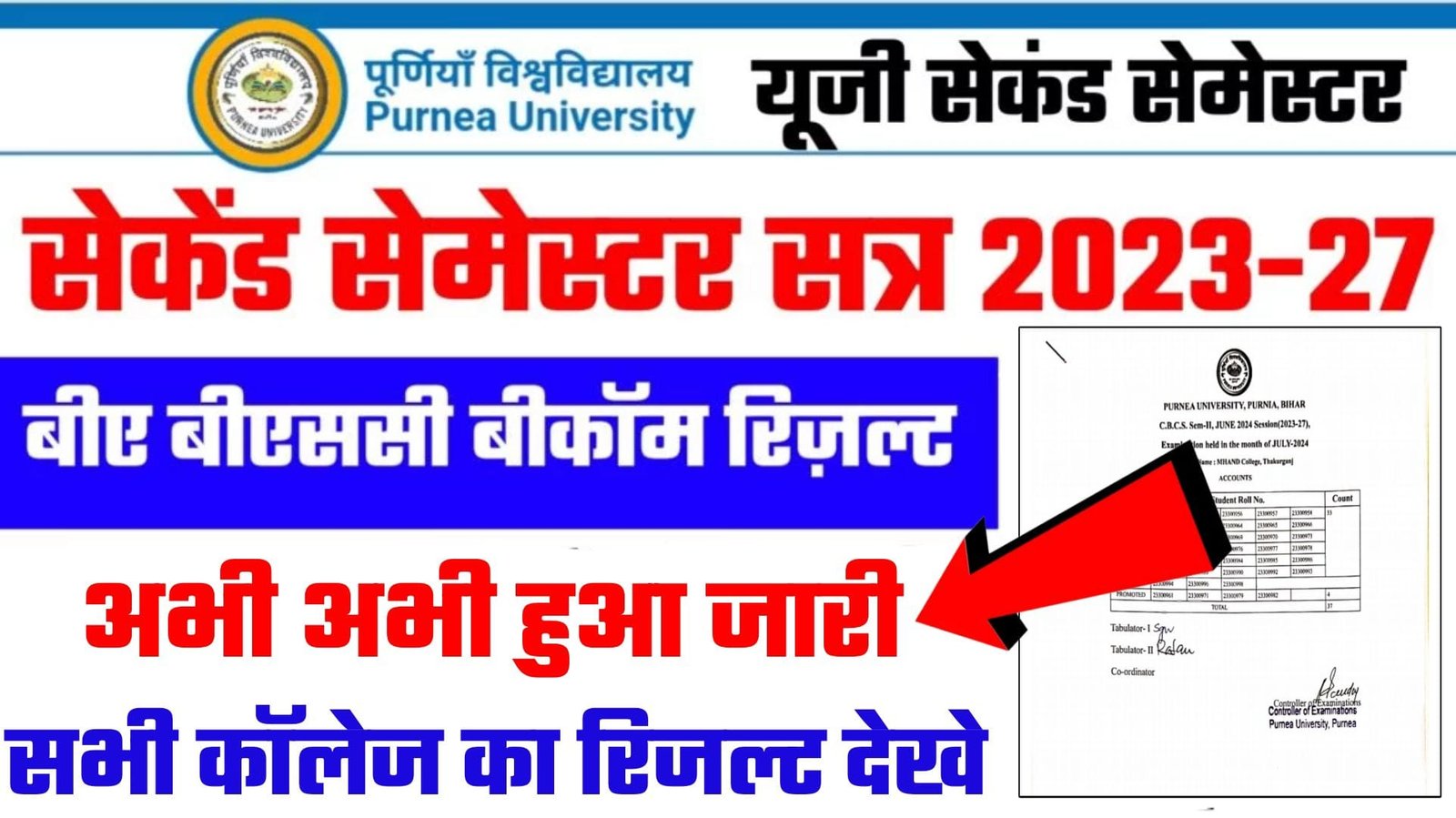 Purnea University ug 2nd semester result 2024