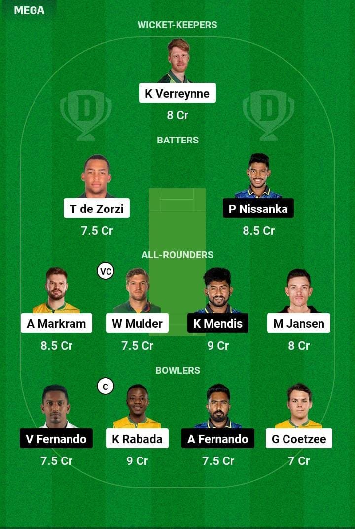 SA VS SL 1st Test Dream11 Prediction Team 2 