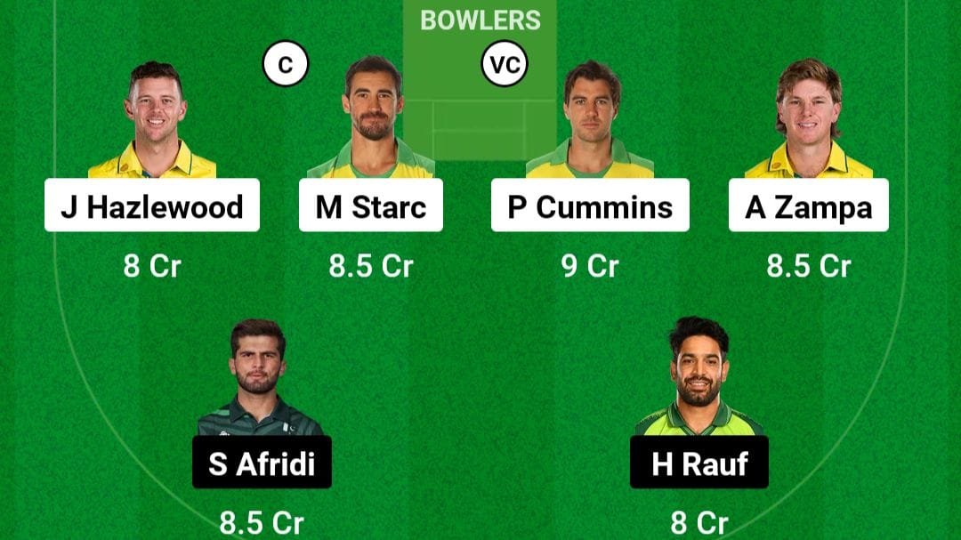 AUS VS PAK Dream11 Prediction Team