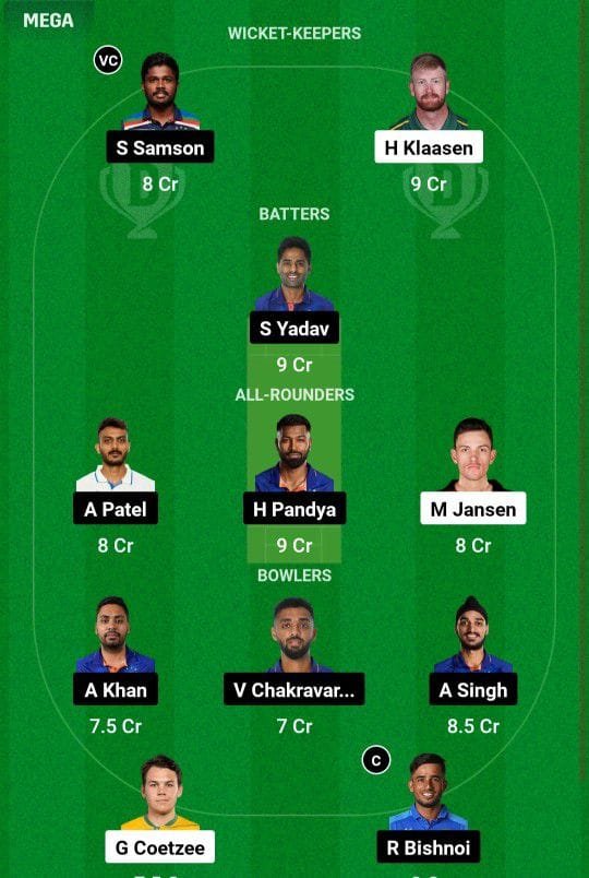 SA vs IND Best Dream11 Prediction Team