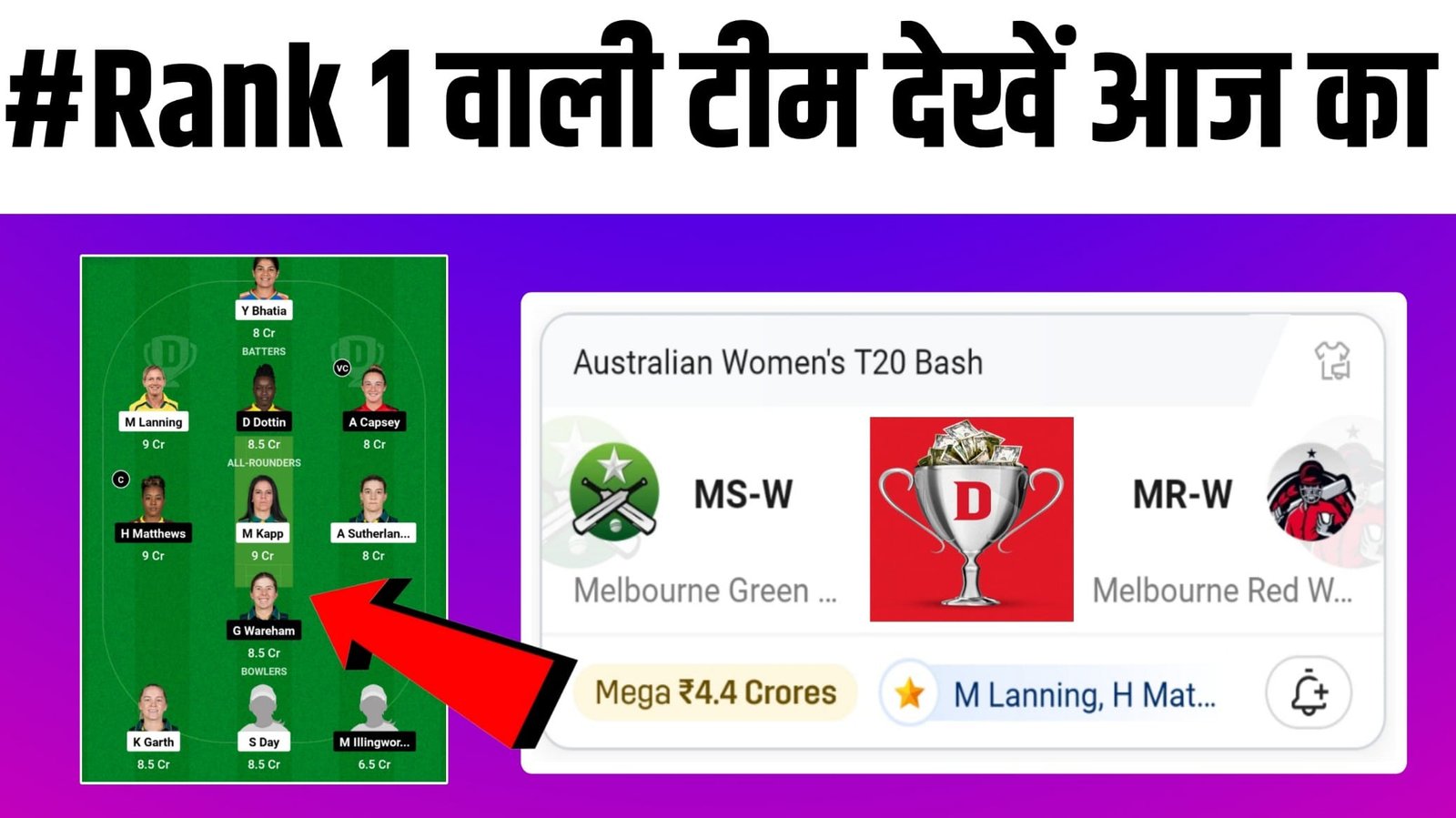 MS W VS MR W Dream11 Best Team