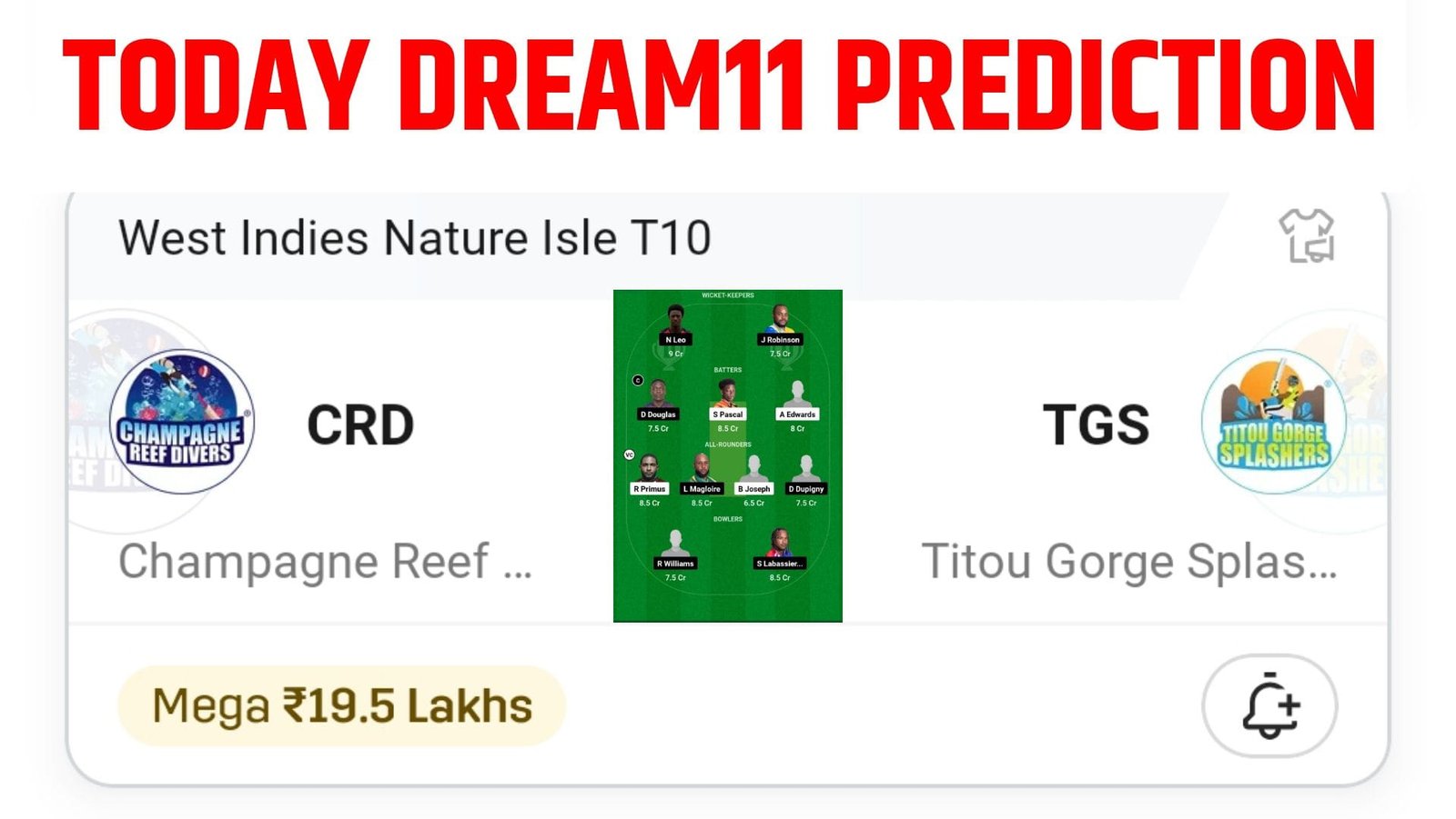 CRD VS TGS Dream11 Prediction Hindi