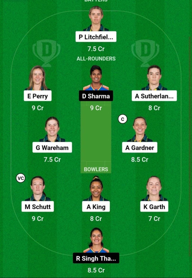 AU-W Vs IN-W 2nd ODI Dream11 Prediction Team 2